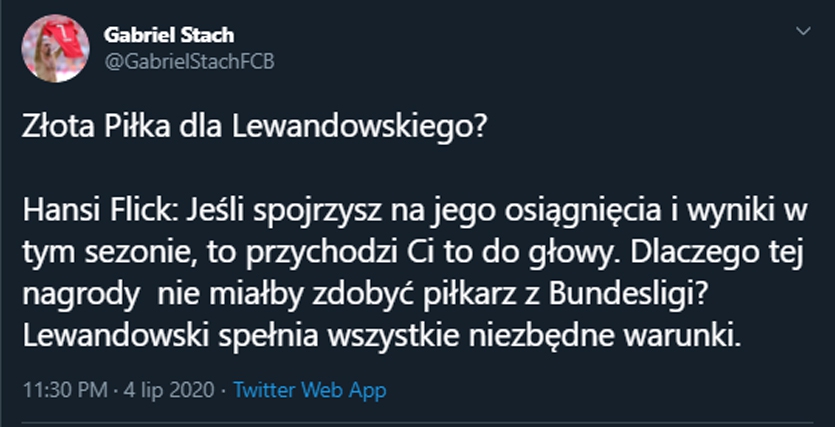 Złota Piłka dla Lewandowskiego?! Flick zabrał głos...